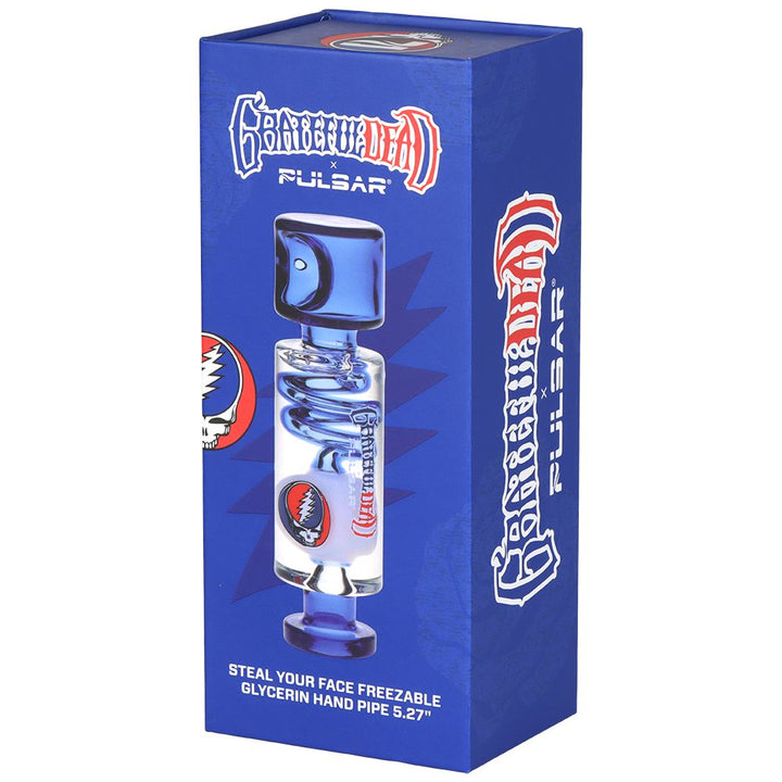 Grateful Dead x Pulsar Steal Your Face Glycerin Spiral Geometric Glass Hand Pipe - 5.25"