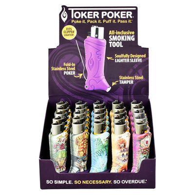 25PC DISP- Toker Poker Lighter Sleeve- Clipper/Alice in Wonderland/Asst - Headshop.com