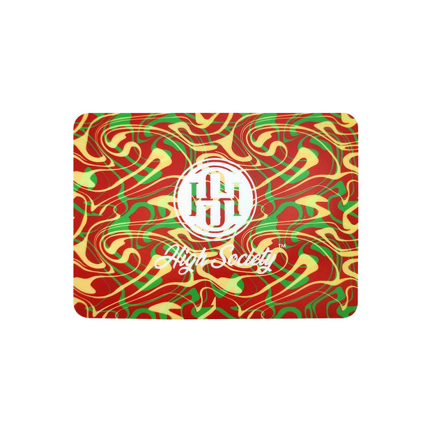 High Society Rectangle Dab Mat - Rasta - Headshop.com