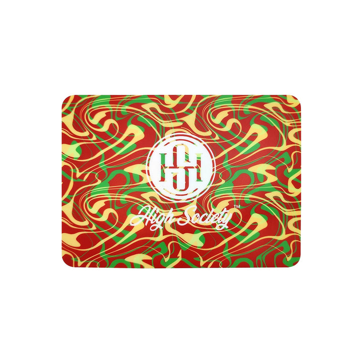 High Society Rectangle Dab Mat - Rasta - Headshop.com