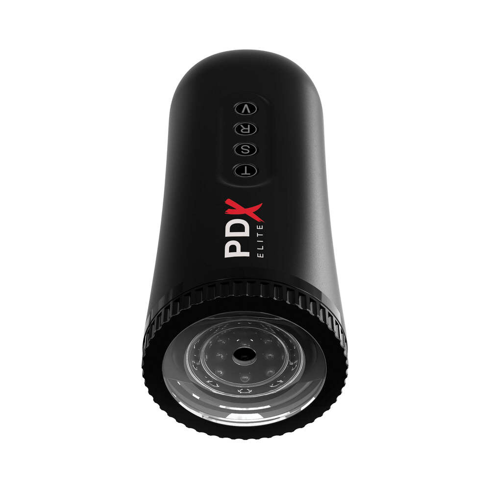 PDX Elite Moto Blower Rechargeable Thrusting Vibrating Suction Masturbator Clear/Black - Headshop.com