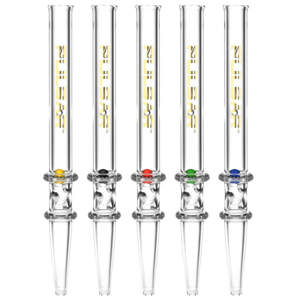 5PC BUNDLE - Pulsar Quartz Dab Straw w/ Spin Pearl - 6"/Asst Colors - Headshop.com