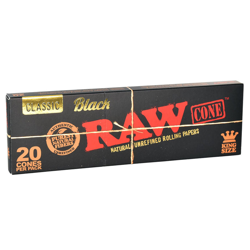 12PC DISP - RAW Black Pre-Rolled Cones - 20pk/King Size - Headshop.com