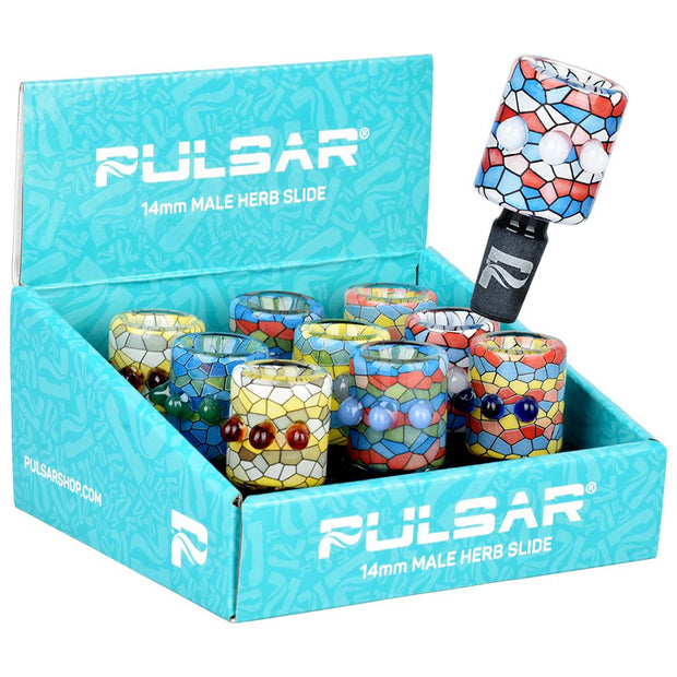 Pulsar Inside Print Mosaic Bead Grip Herb Slide - 14mm M/ 9ct - Headshop.com