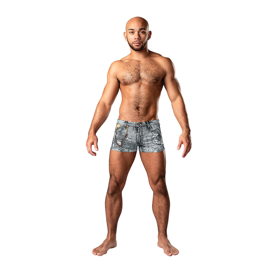 Male Power Dirty Denim Pouch Short Denim Print M - Headshop.com