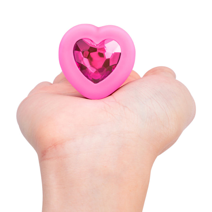 b-Vibe Vibrating Heart Anal Plug with Heart-Shaped Jewel Base Small/Medium Pink