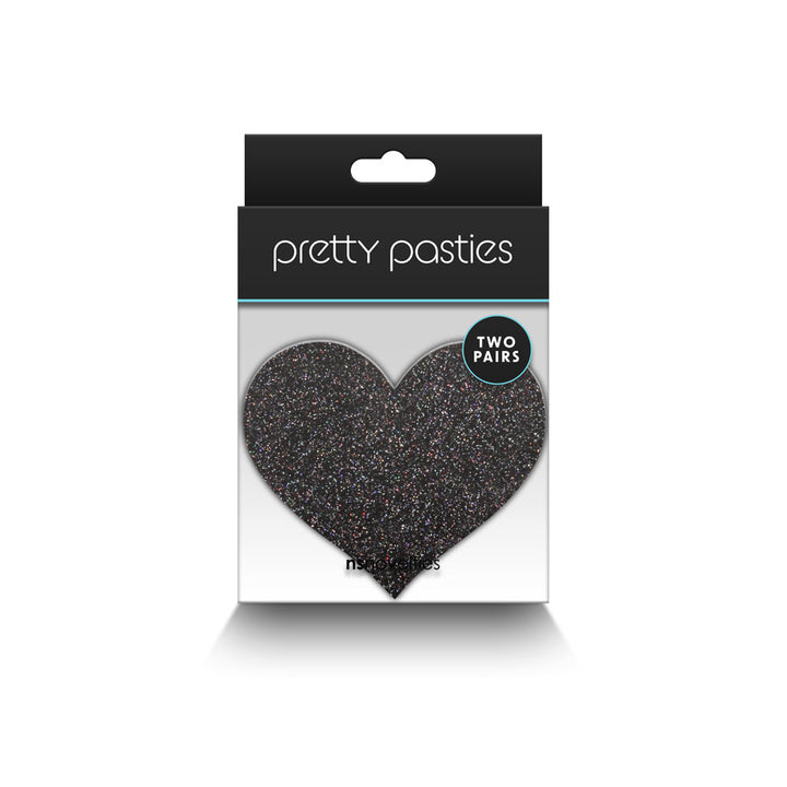 Pretty Pasties Glitter Hearts Black/Gold 2 Pair - Headshop.com