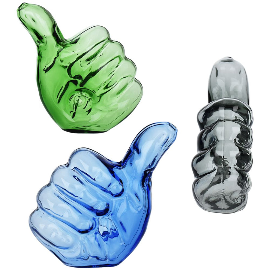 Thumbs Up Glass Hand Pipe - 4" / Assorted Colors 3ct - Headshop.com