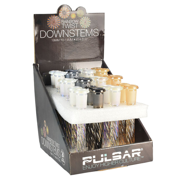 24PC DISP - Pulsar Rainbow Twist Downstem - Asst Sizes & Colors - Headshop.com