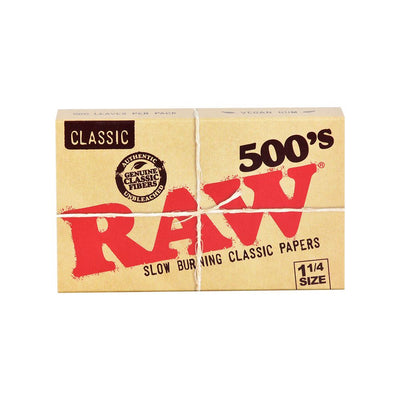 20PK DISPLAY - RAW Classic Creaseless 500's Papers - 500pc / 1 1/4" - Headshop.com