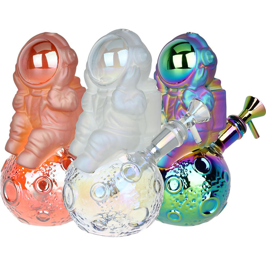 Space Man On The Moon Glass Water Pipe - 6.75" / 14mm F - Headshop.com