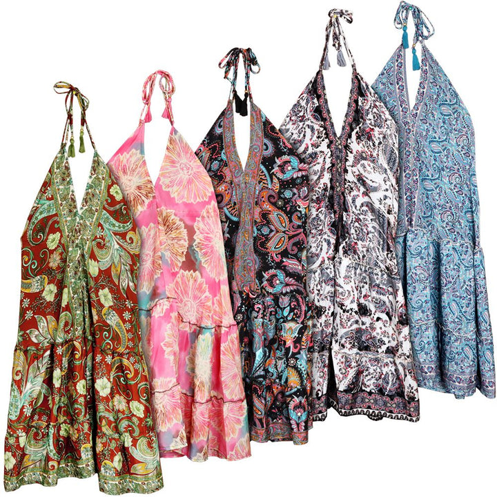 Halter Top Silk Tie Dress - 36" / Designs Vary - Headshop.com