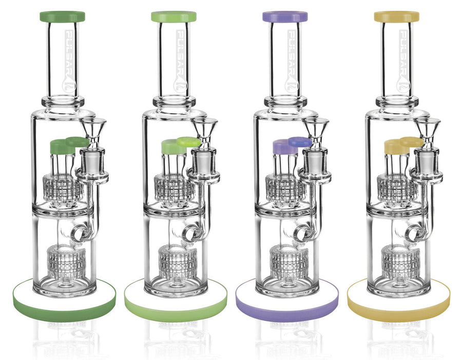 Pulsar Dual Matrix Perc Waterpipe - 11.75" / 14mm F / Colors Vary - Headshop.com