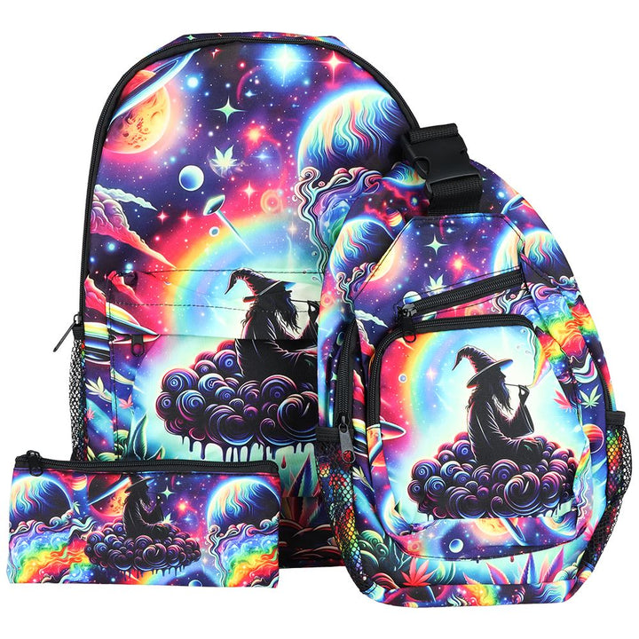 Colorful Designs Backpack & Zipper Pouch 3-Piece Set - 11"x17"