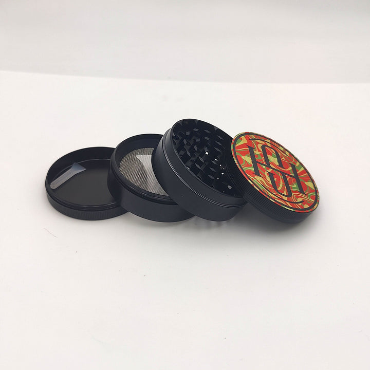 High Society - 4 PC 50mm Ceramic Teflon Coated Grinder - Rasta - Headshop.com