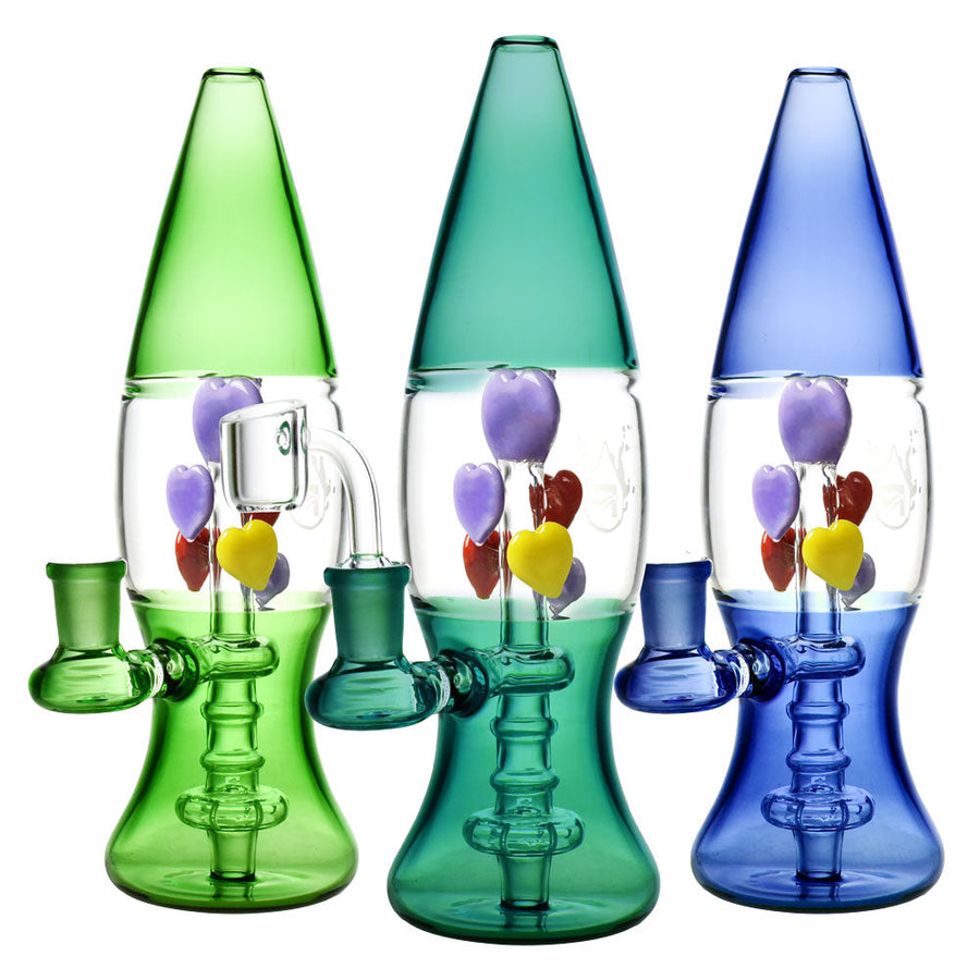 Pulsar Hearts Lava Lamp Rig - 9" / 14mm F / Colors Vary - Headshop.com