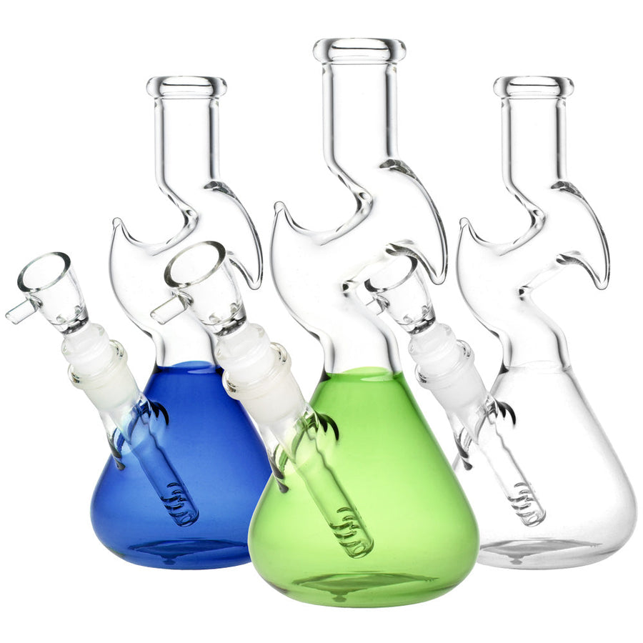 Zig Zag Minimalist Water Pipe - 8" / 14mm F / Colors Vary - Headshop.com