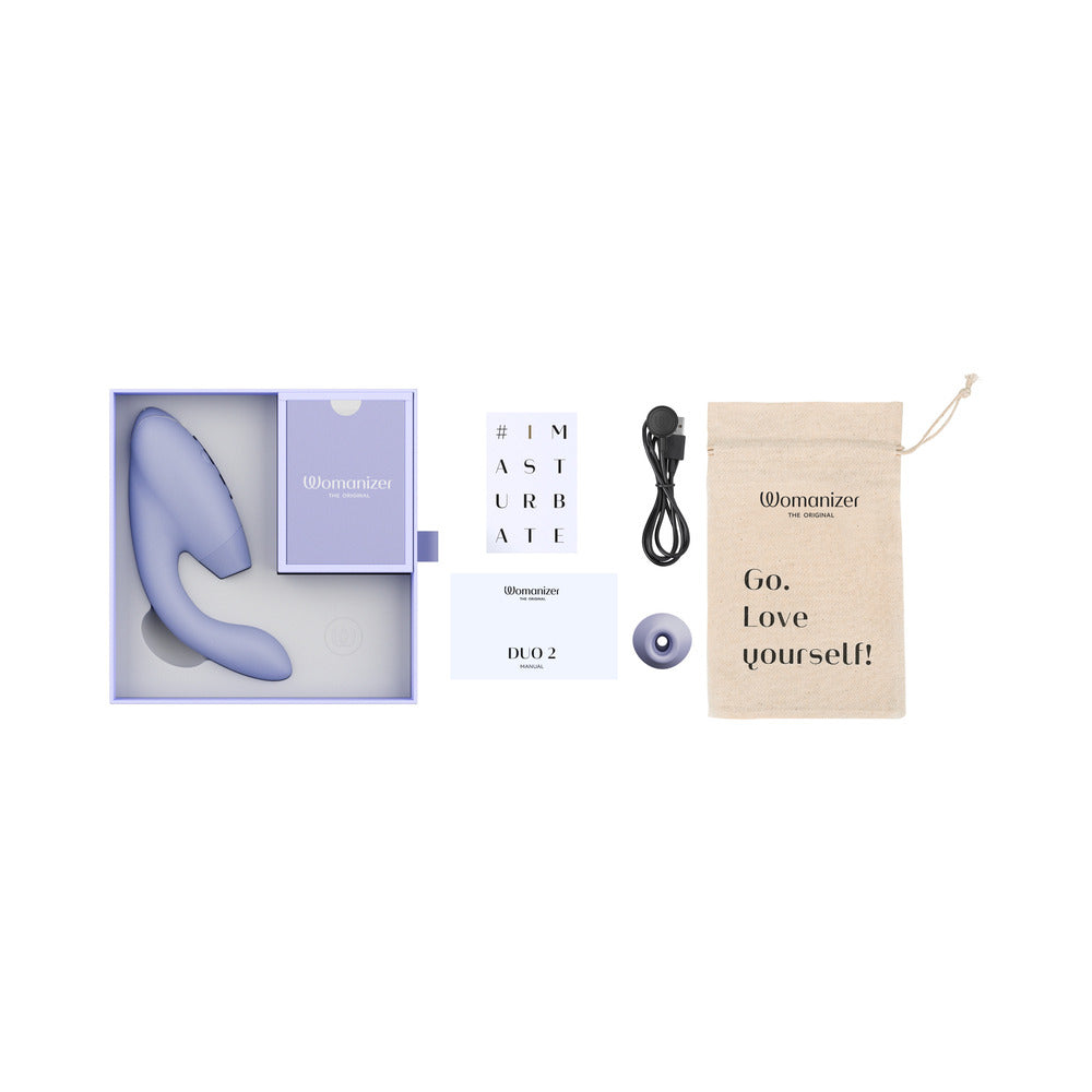Womanizer Duo 2 Rechargeable Dual Stimulation Pleasure Air and G-Spot Vibrator Lilac - Headshop.com