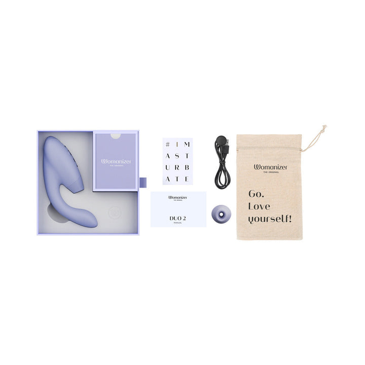 Womanizer Duo 2 Rechargeable Dual Stimulation Pleasure Air and G-Spot Vibrator Lilac - Headshop.com