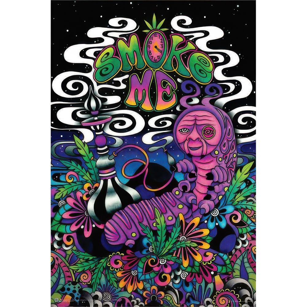 Smoke Me by Brizbazaar Hookah Caterpillar Black Light Poster - Headshop.com