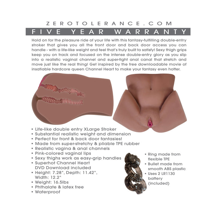 Zero Tolerance Channel Heart Realistic Dual Entry Body Stroker With Movie Download - Headshop.com