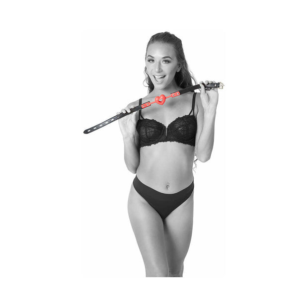 Sportsheets Sex & Mischief Amor Breathable Heart-Shaped Silicone Ball Gag Red - Headshop.com