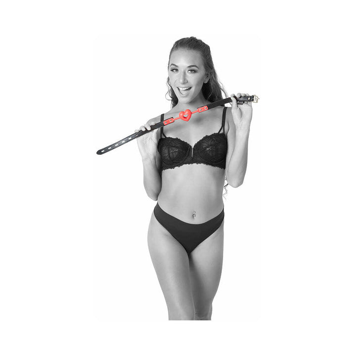 Sportsheets Sex & Mischief Amor Breathable Heart-Shaped Silicone Ball Gag Red - Headshop.com