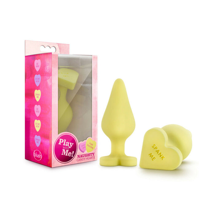 Play with Me Naughty Candy Hearts 'Spank Me' Anal Plug Yellow - Headshop.com