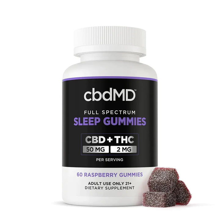 cbdMD Full Spectrum CBD PM Sleep Gummies Raspberry - 1500MG, 60ct - Headshop.com