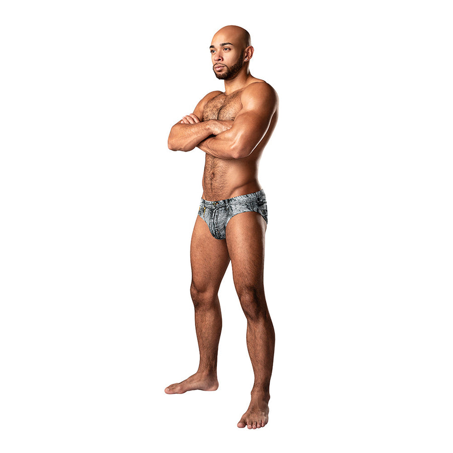 Male Power Dirty Denim Bikini Denim Print M - Headshop.com