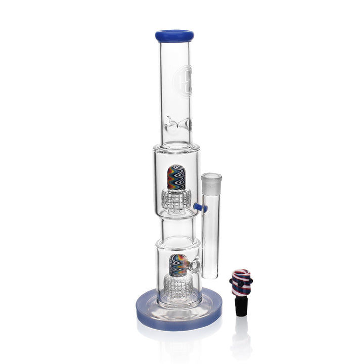 High Society | Gemini Premium Wig Wag Waterpipe (Blue) - Headshop.com