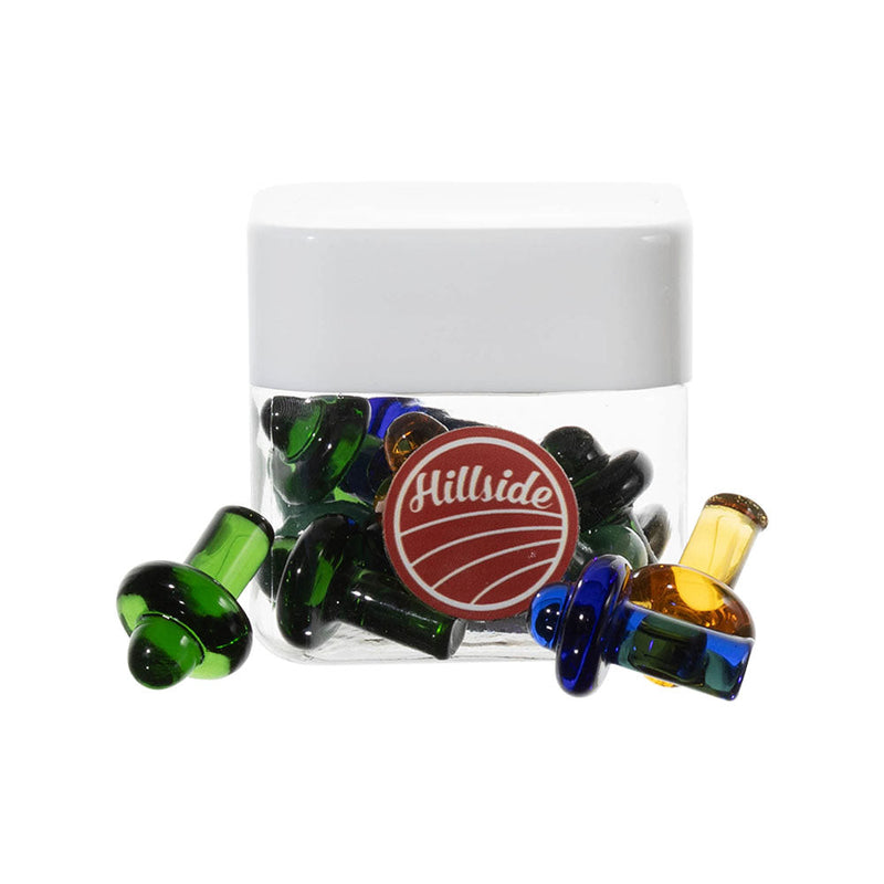 12PC JAR - Hillside Glass Plug Carb Caps - 22mm / Asst Colors - Headshop.com