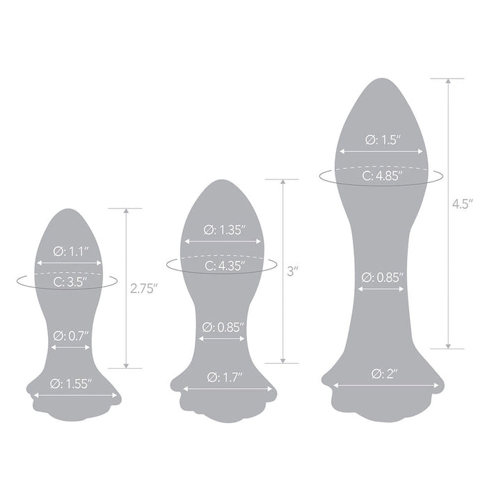 Glas Rosebud 3-Piece Glass Anal Plug Set - Headshop.com