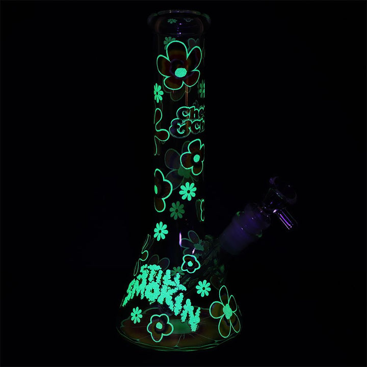 Cheech & Chong Glass Tie Dye Glow Glass Beaker Bong - 10" - Headshop.com