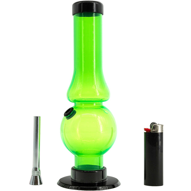 JM Enterprises  6-9" Acrylic Straight Tube Bubble Flare Bong - Multiple Colors