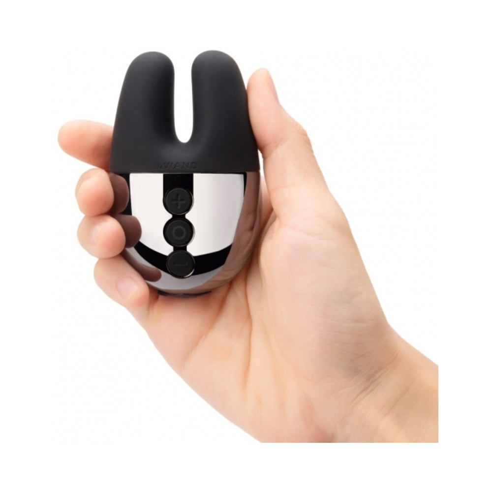 Le Wand Chrome Double Vibe Rechargeable Silicone Mini Vibrator Black - Headshop.com