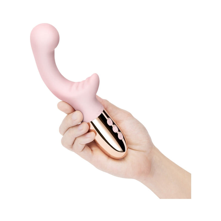 Le Wand XO Rechargeable Wave Silicone Dual Stimulation Vibrator Rose Gold - Headshop.com