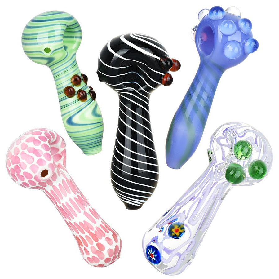 10CT BUNDLE - Refined Assortment Glass Spoon Pipes - 4.25" - 5.25" - Headshop.com