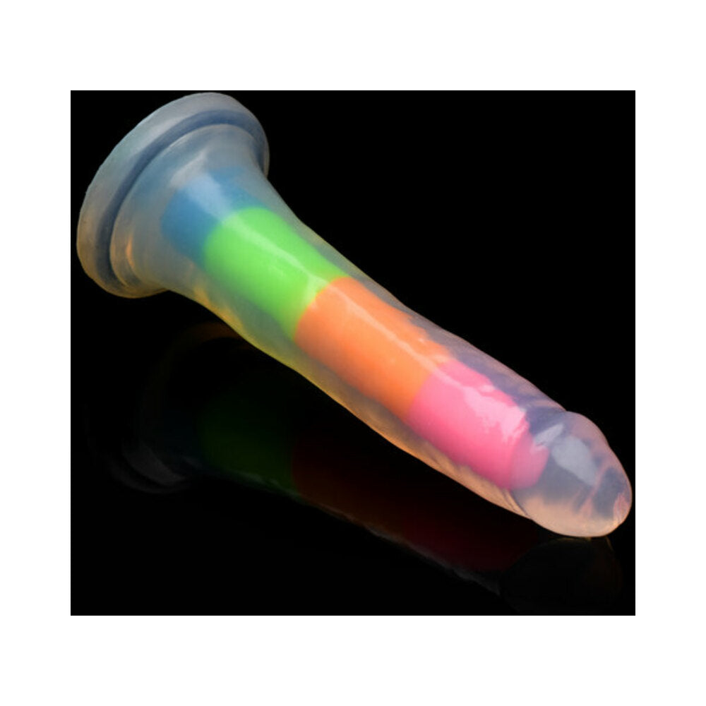 Lollicock Silicone Dildo 7 in. Rainbow Glow in the Dark - Headshop.com