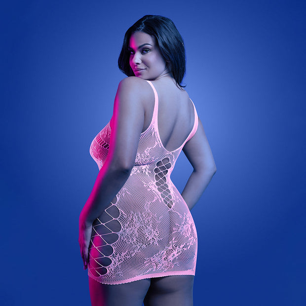 Fantasy Lingerie Glow Magnetism Glow-in-the-Dark Lace Knit Dress Queen Size