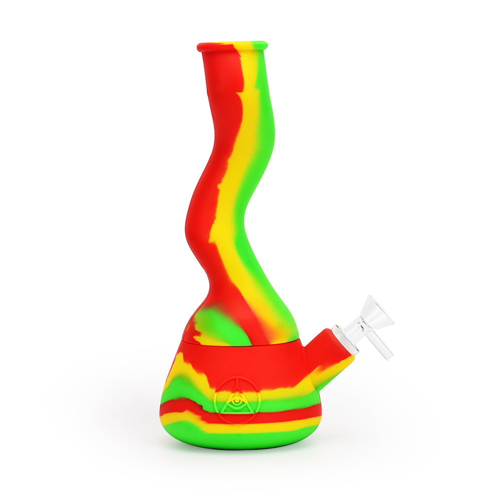 Ritual - 10'' Wavy Silicone Beaker - Rasta - Headshop.com