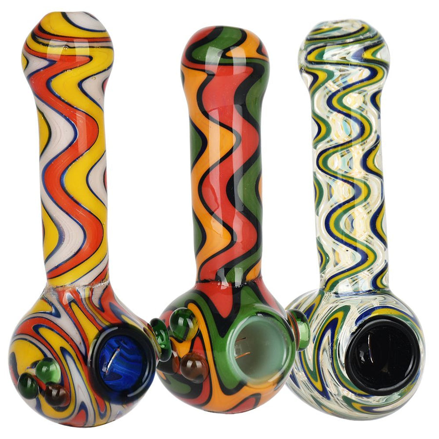 Blurred Vision Wig Wag Glass Spoon Pipe - 5" / Colors Vary - Headshop.com