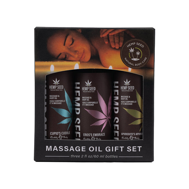 Earthly Body Hemp Seed Valentines Day 2024 Massage Oil 3-Piece Gift Set 2 oz. - Headshop.com
