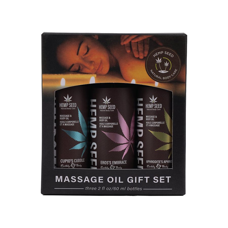 Earthly Body Hemp Seed Valentines Day 2024 Massage Oil 3-Piece Gift Set 2 oz. - Headshop.com