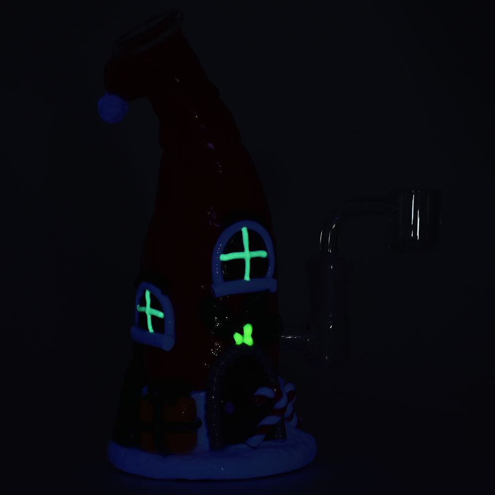 Santa Cap Elf House Resin On Glass Dab Rig - 7.5" / 14mm F - Headshop.com