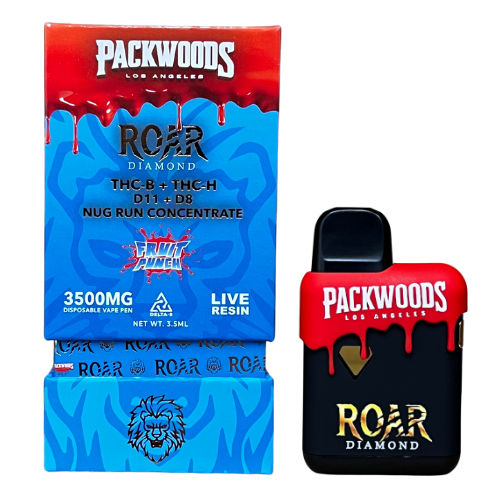 Roar x Packwoods Nug Run Concentrate 3500MG LIVE RESIN THC-B + THC-H, D11 +D8  - Fruit Punch - Headshop.com