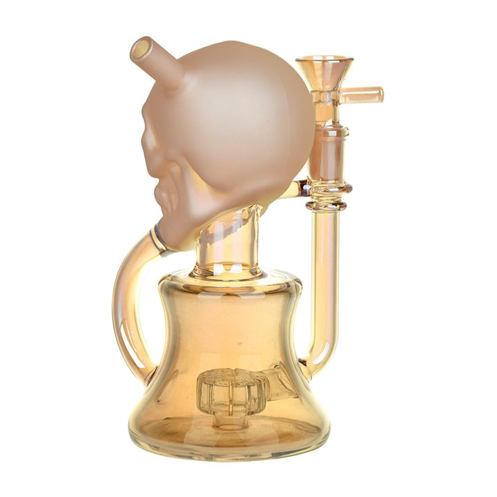 Solemn Skull Electroplated Glass Recycler - 6.75" / 14mm F / Colors Vary - Headshop.com