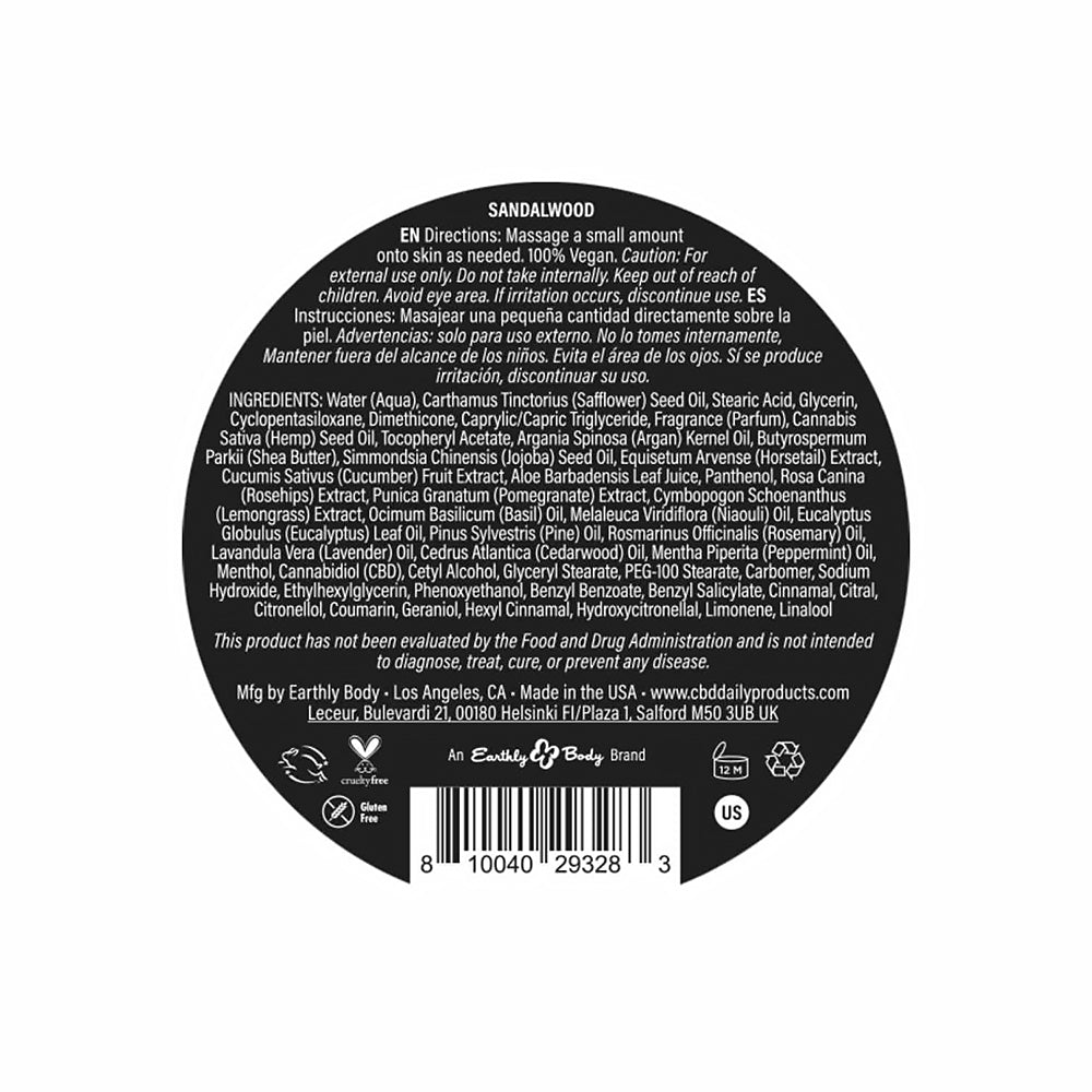 Earthly Body CBD Cream Sandalwood 5 oz. - Headshop.com