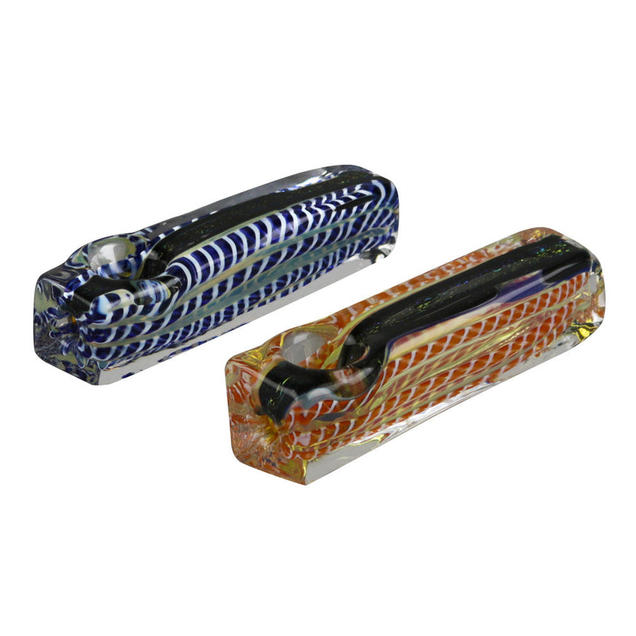 Dichroic Striped Obelisk Hand Pipe - 3.5"/ Colors Vary - Headshop.com