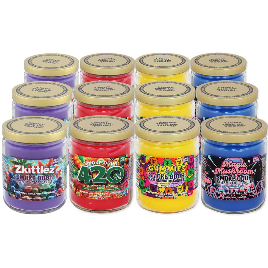 12CT BOX - Smoke Odor Exterminator Candles - Ultimate 420 Assortment 2025 / 13oz - Headshop.com
